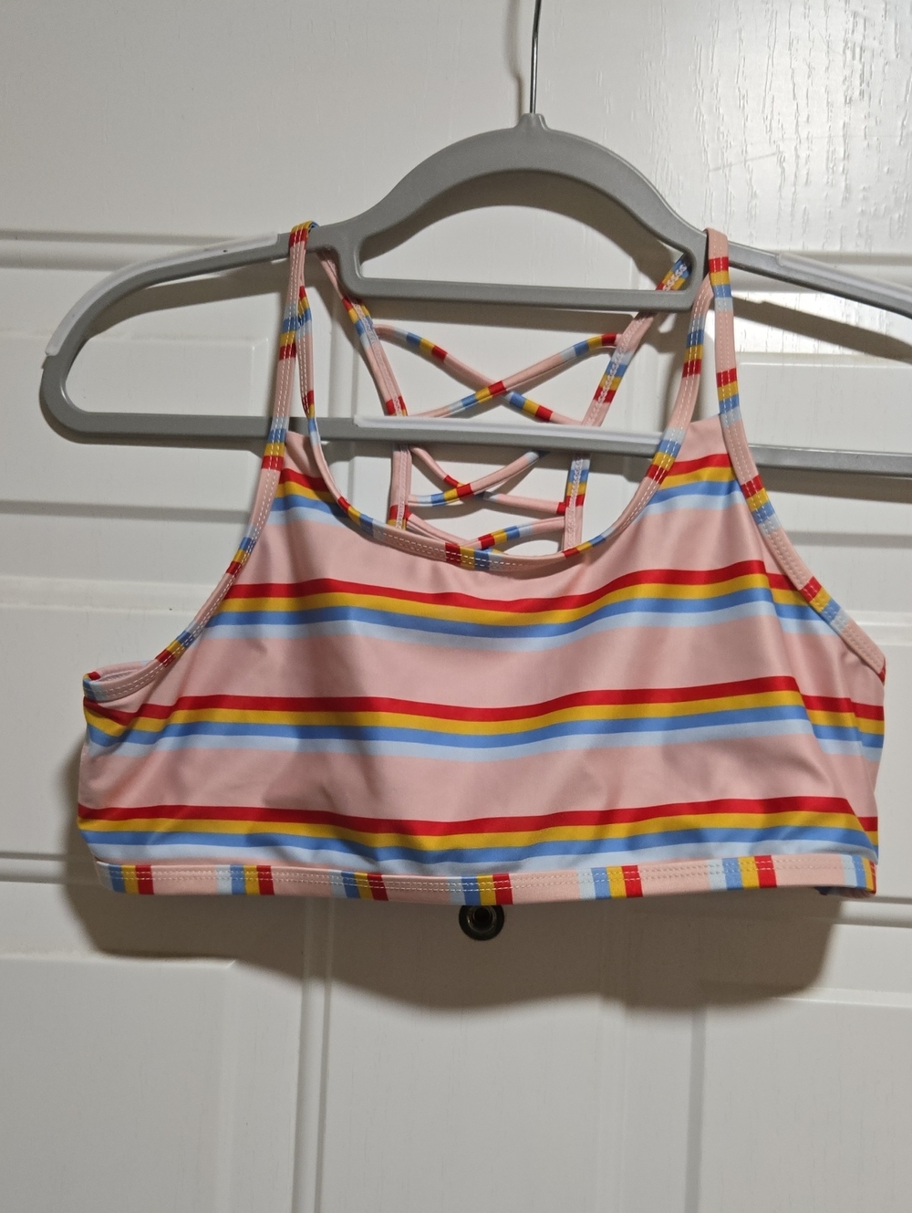 3/$10 Bundle Deals Striped Pink Multi-Color Crisscross Bikini Top